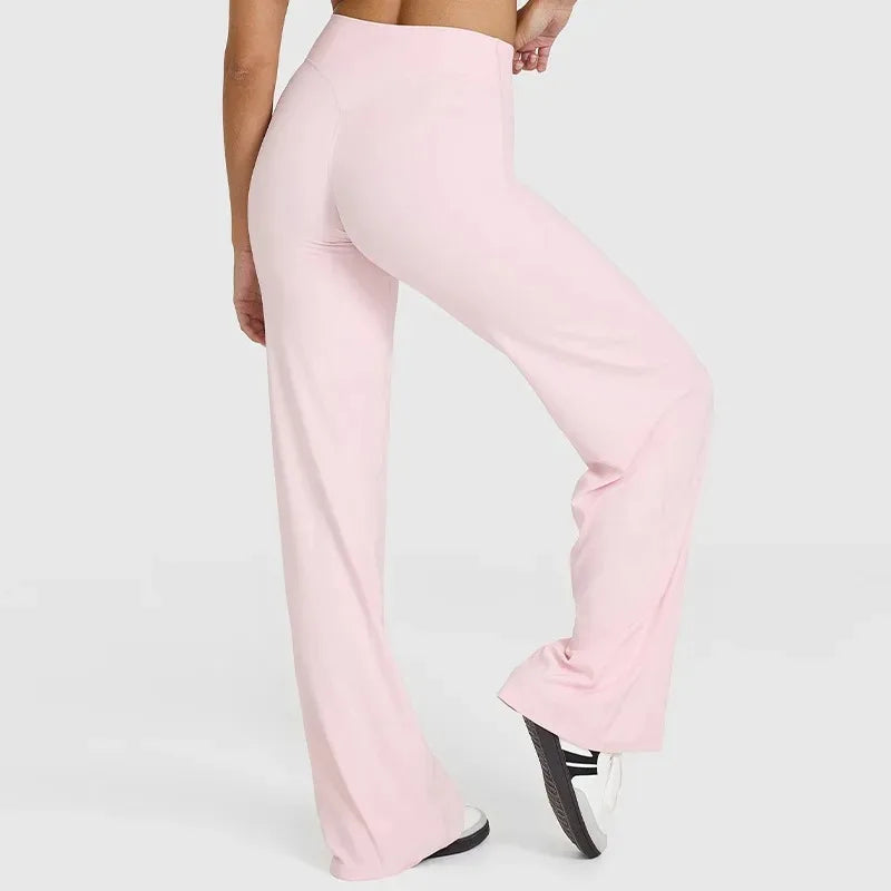 Women's Mid Waist Soft Butter Fabric Straight Leg Sport Trousers