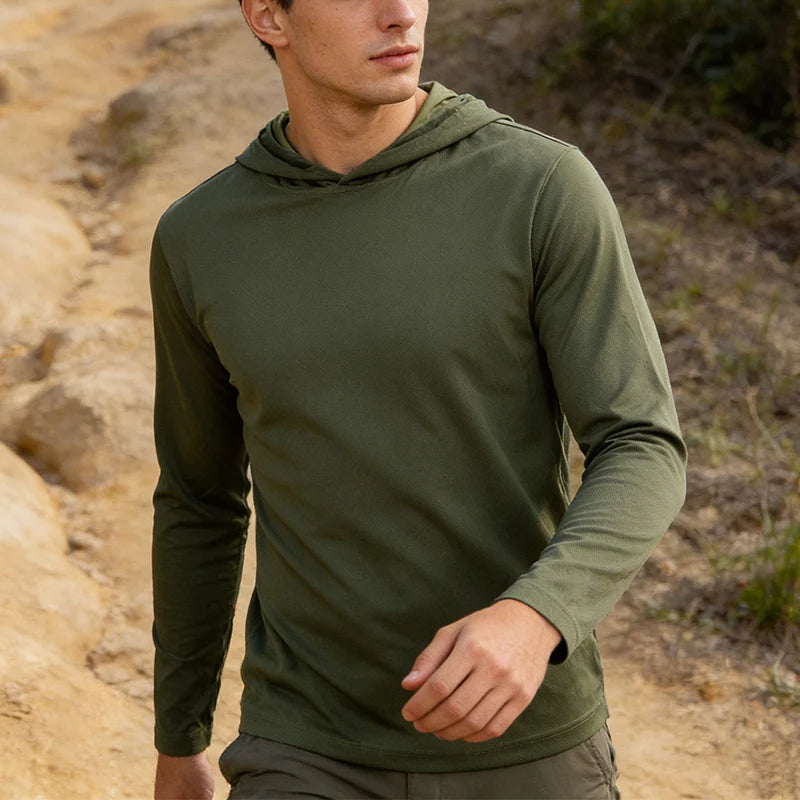 Men Hooded Long Sleeve T Shirt Breathable Running And Fitness