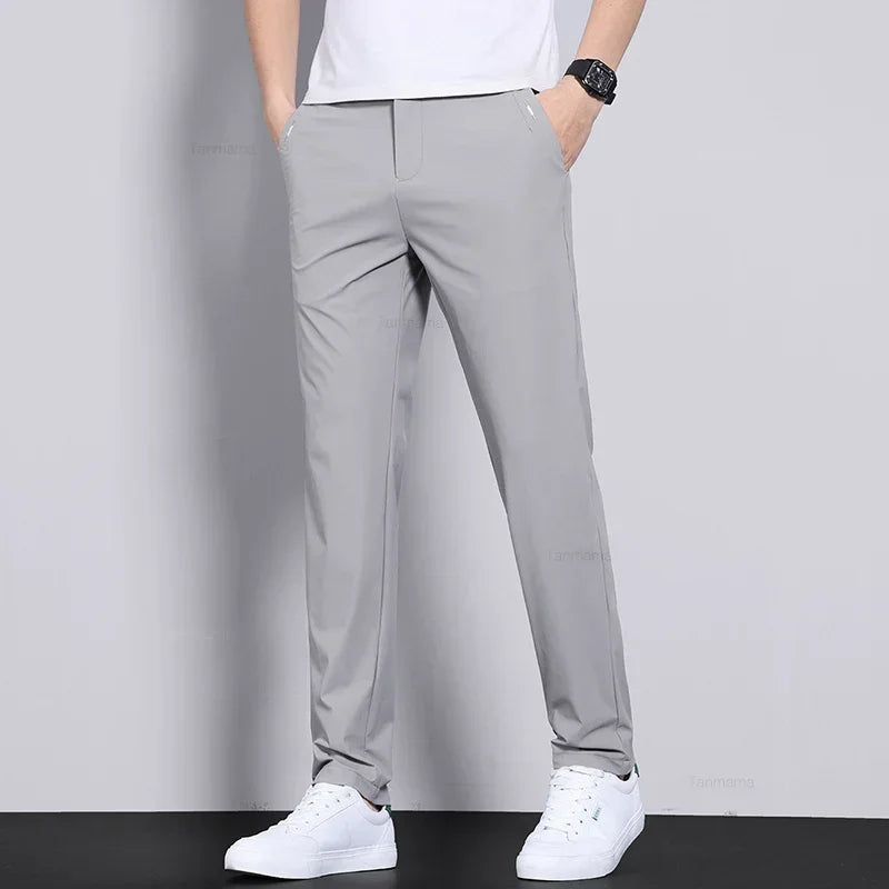 NONECN Ultra Thin Ice Silk Men Casual Trousers Quick Dry