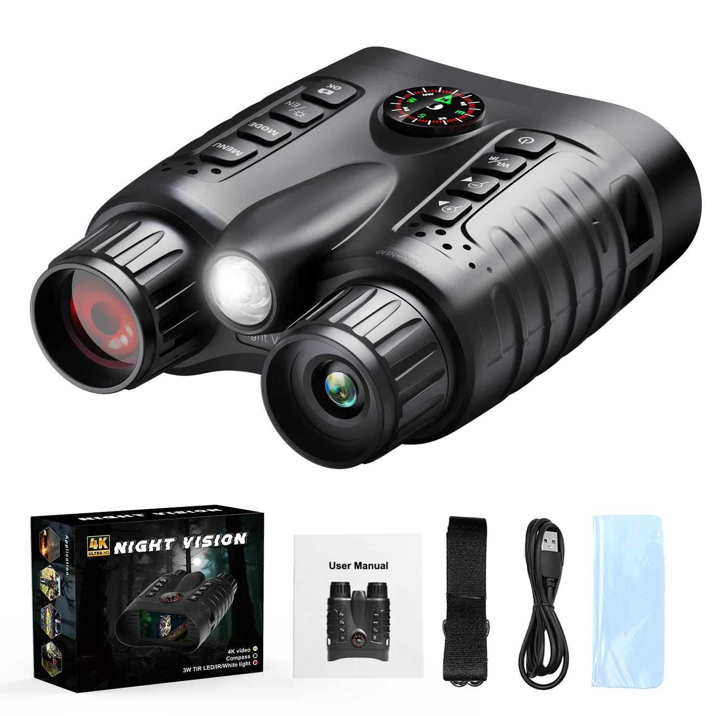 Letcmoi 4K Night Vision Binoculars With 8X Zoom Tactical Light