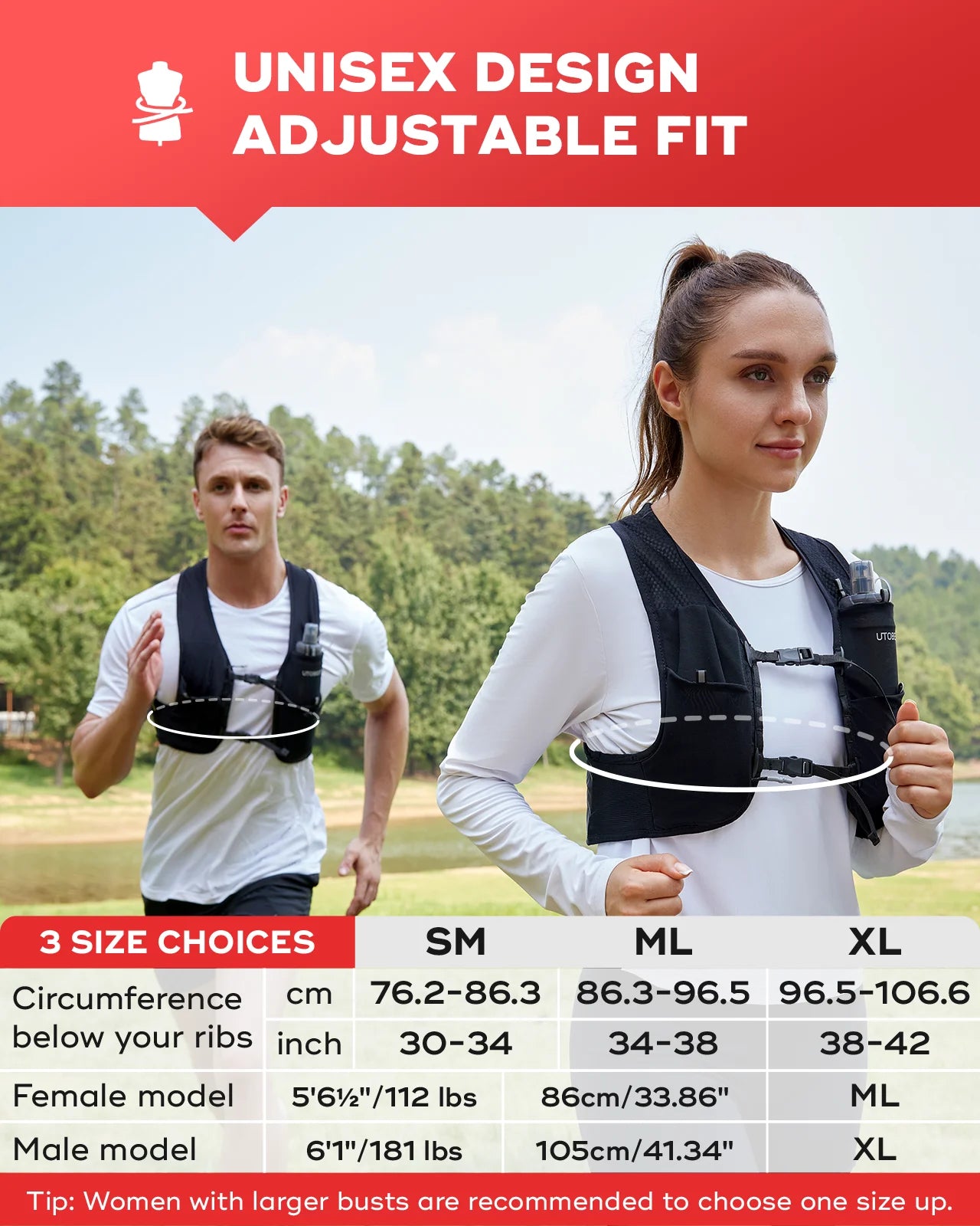 Outdoor Vest And Water Bottle Set For Trail Runners