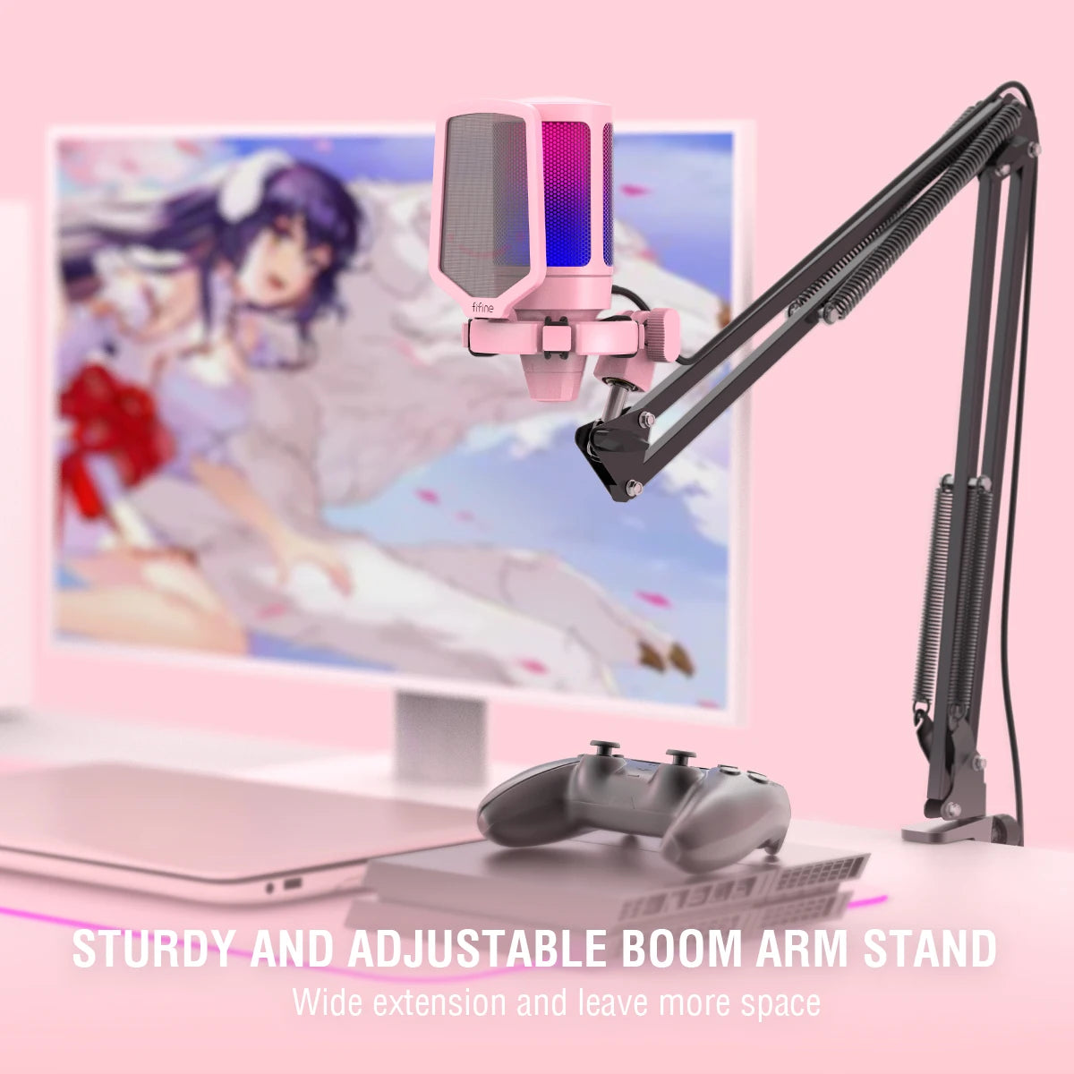 Fifine A6T USB Gaming Microphone Kit For PC PS4 PS5 RGB Arm Stand