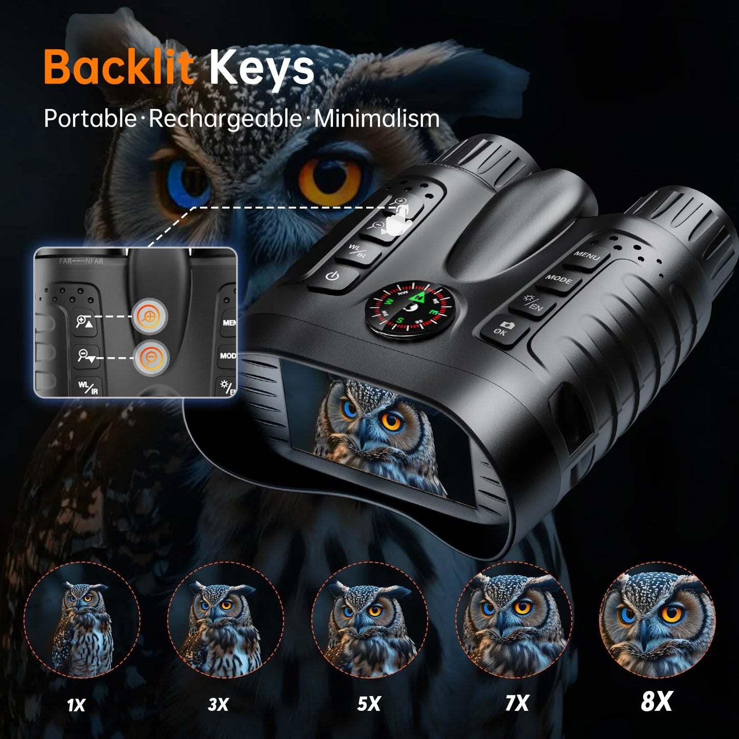 Letcmoi 4K Night Vision Binoculars With 8X Zoom Tactical Light