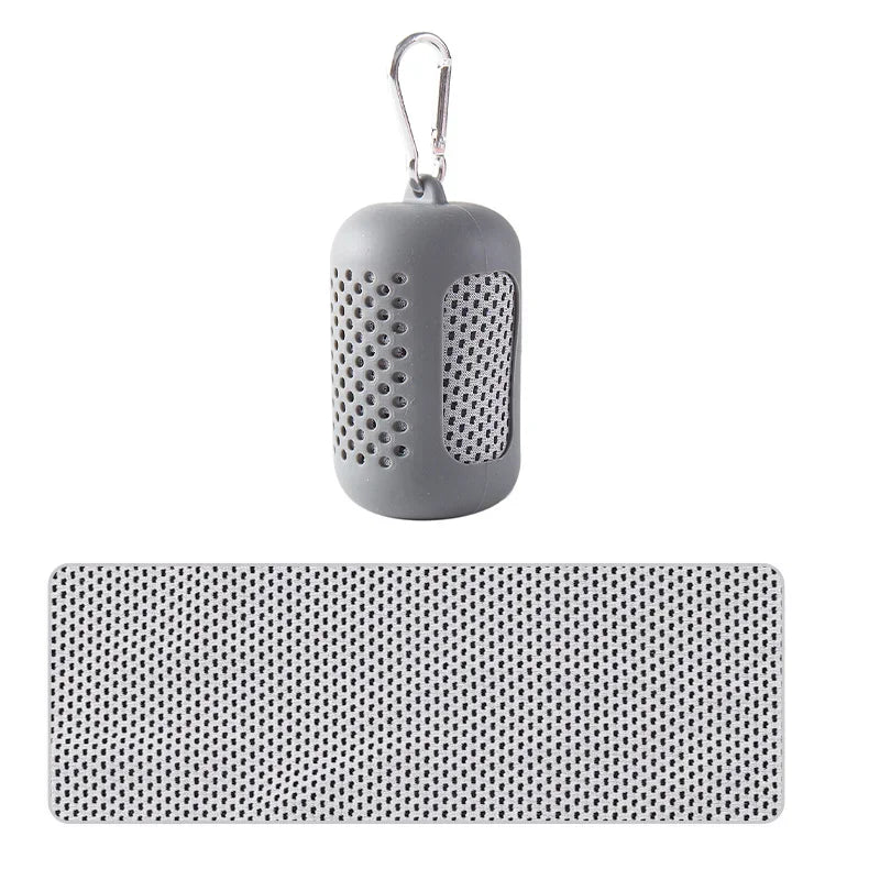 Portable Circular Silicone Wrapped Cooling Towel Quick Drying Polyester