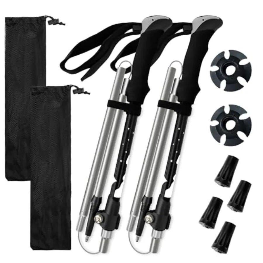 Collapsible Trekking Poles for Hiking Aluminum Adjustable Walking Sticks