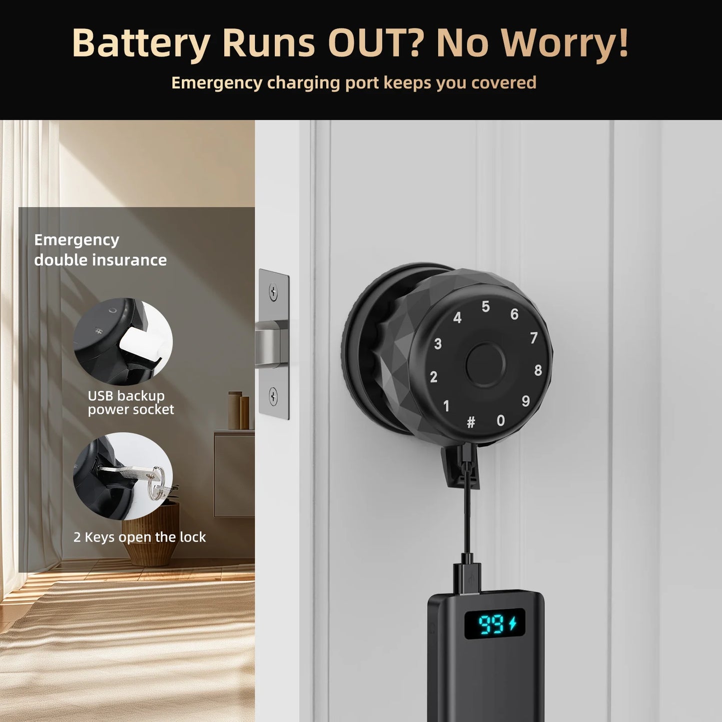 Viladepot Smart Lock With Fingerprint App Control Keypad