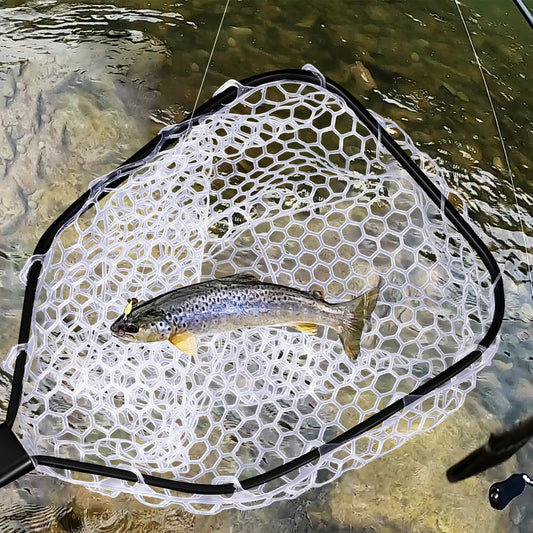 Hipicute Foldable Trout Landing Net With Rubber Mesh Handle