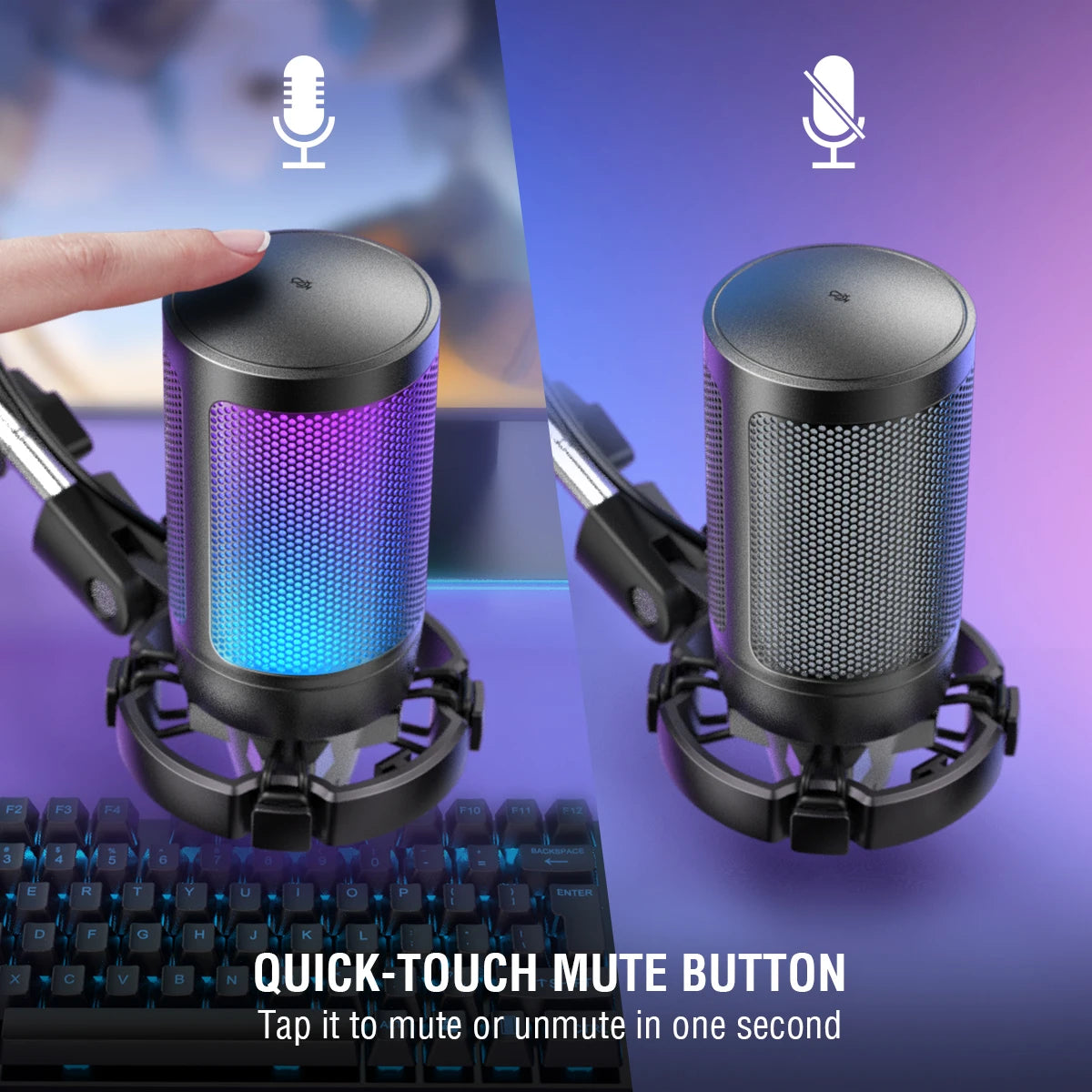 Fifine A6T USB Gaming Microphone Kit For PC PS4 PS5 RGB Arm Stand