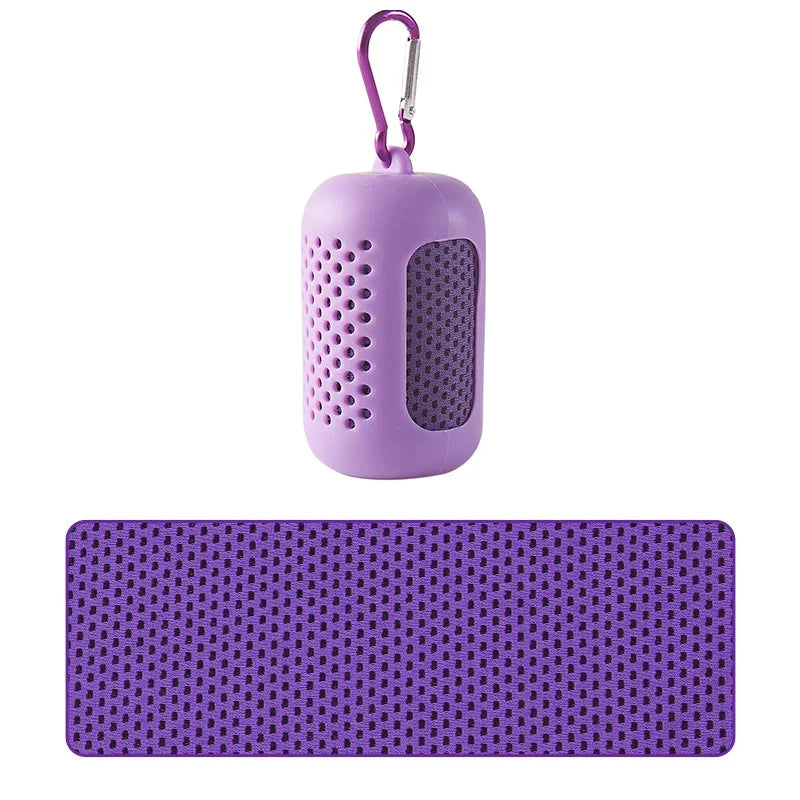 Portable Circular Silicone Wrapped Cooling Towel Quick Drying Polyester