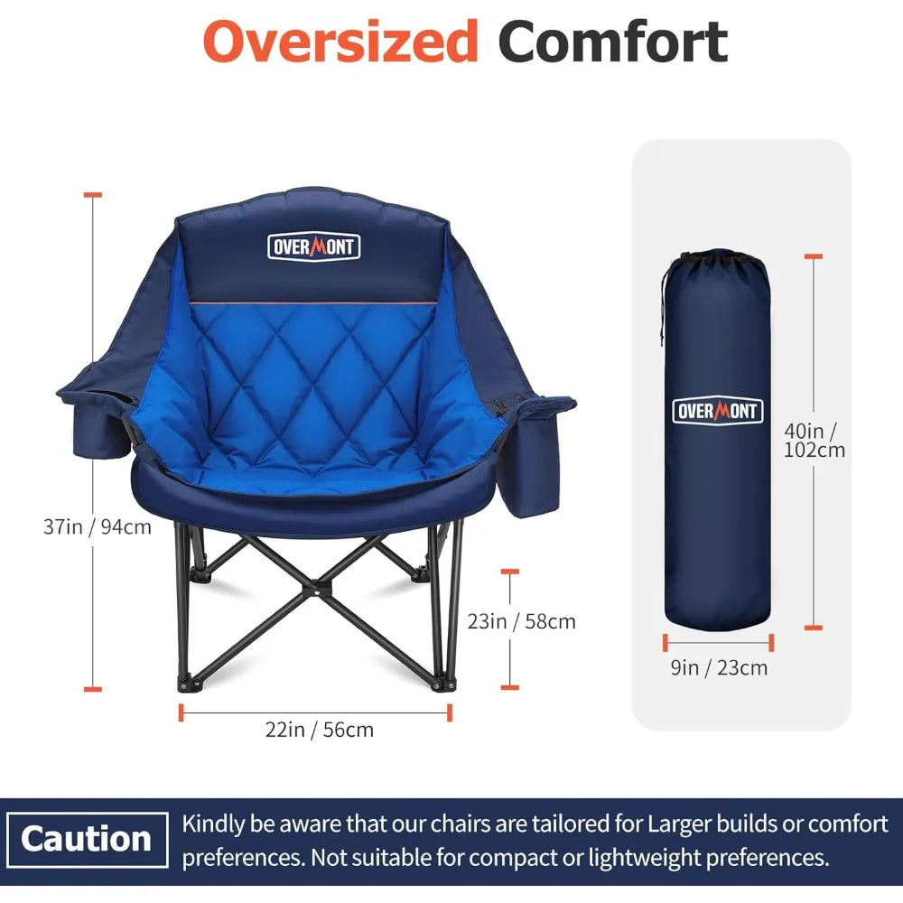 Heavy Duty Padded Folding Camping Chair 450 Lbs Capacity