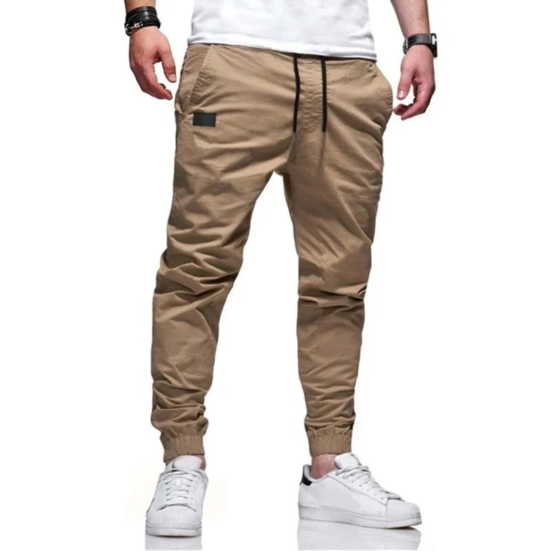 Mens Casual Jogger Pants Herringbone Cargo Style With Pockets