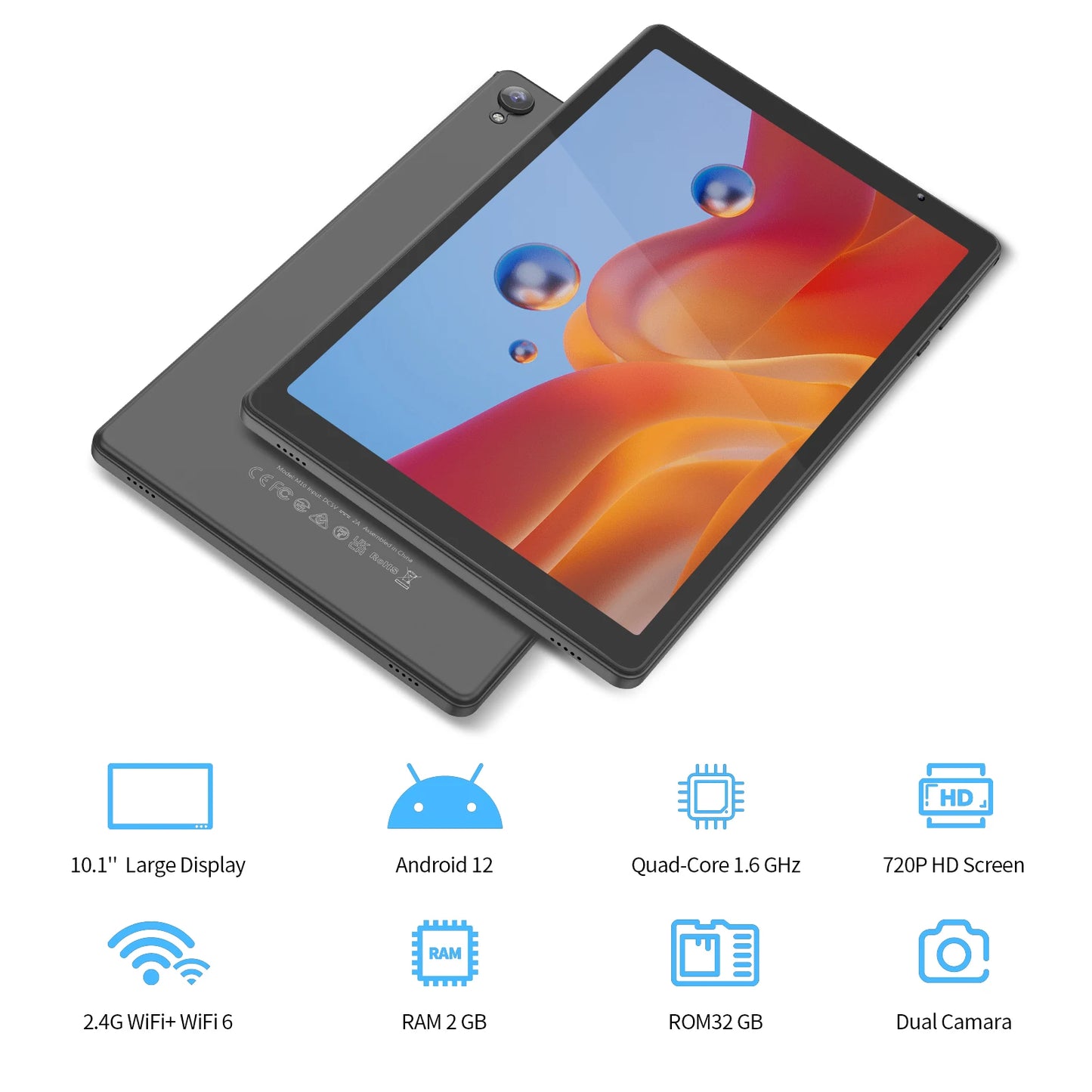 PRITOM Android Tablet 2GB RAM 32GB ROM WiFi 6 MicroSD