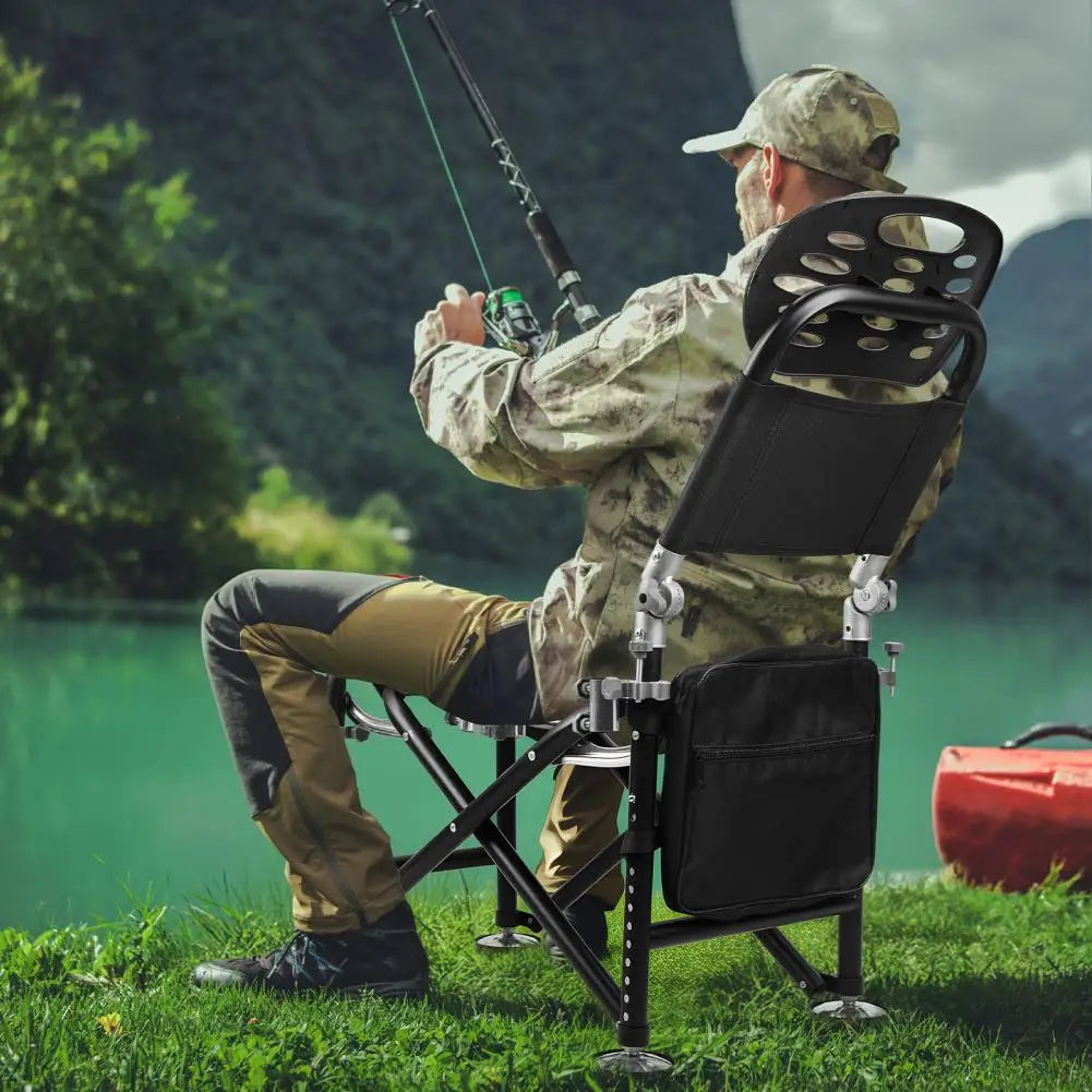 Height Adjustable 13 Gear Fishing Chair With Rod Holder