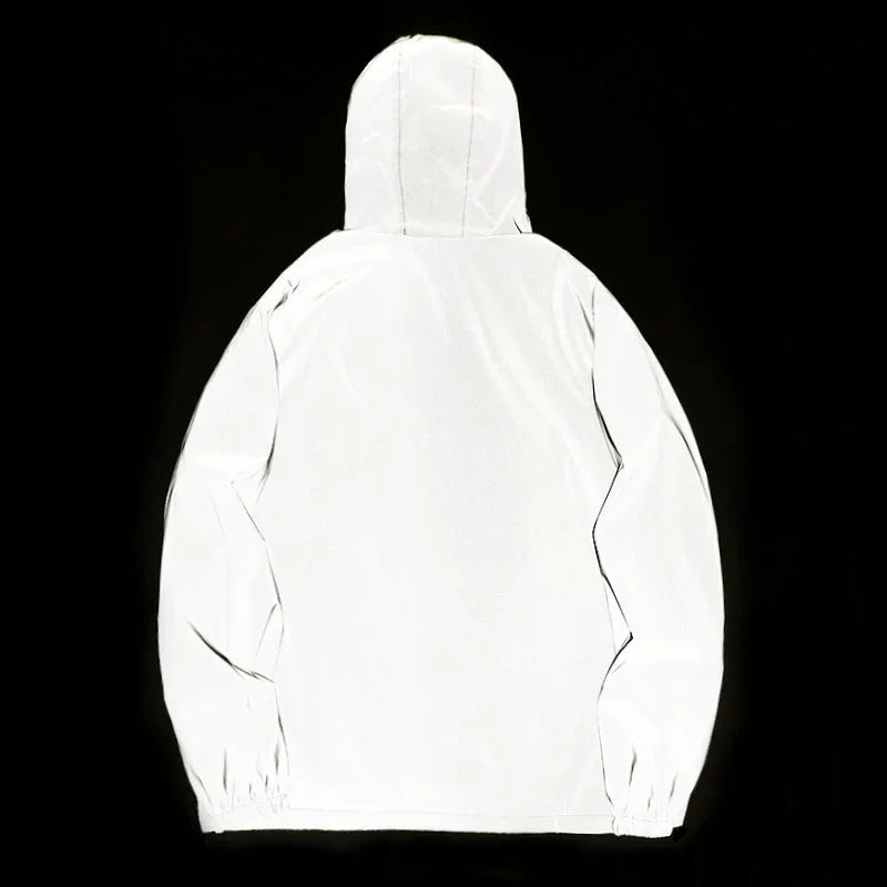Neverfunction Night Reflective Hooded Windbreaker Jacket For Men