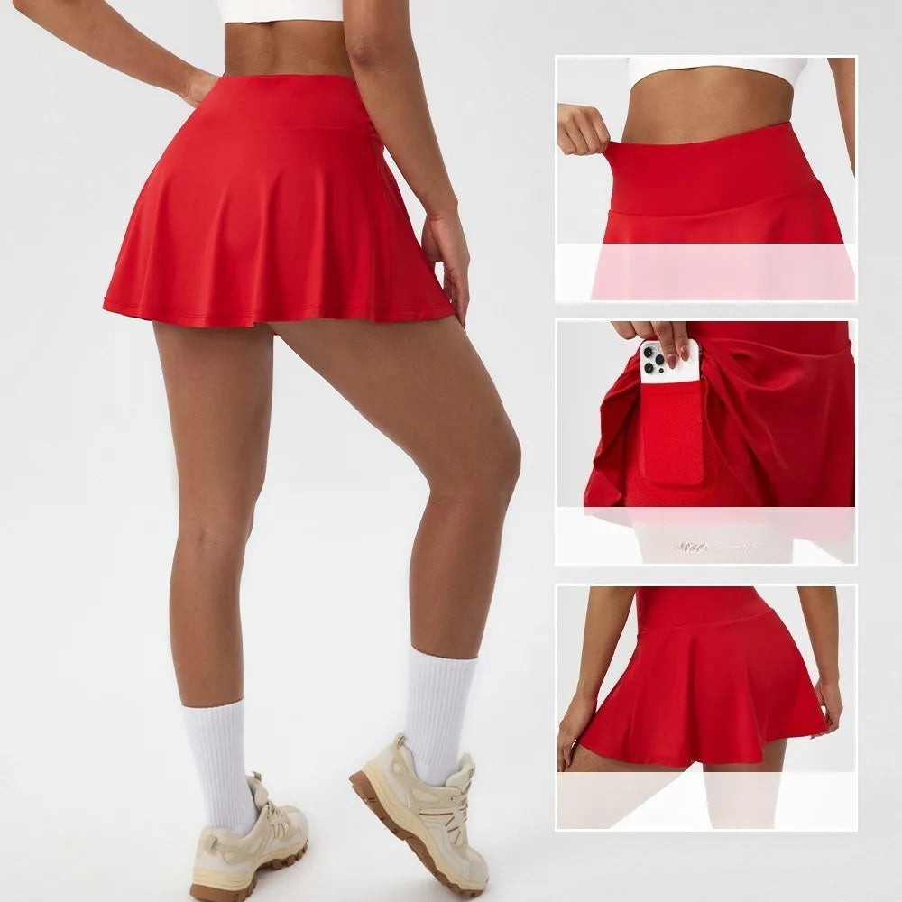 Women's High Waisted Tennis Skirt 2 In 1 Skort QuickDry