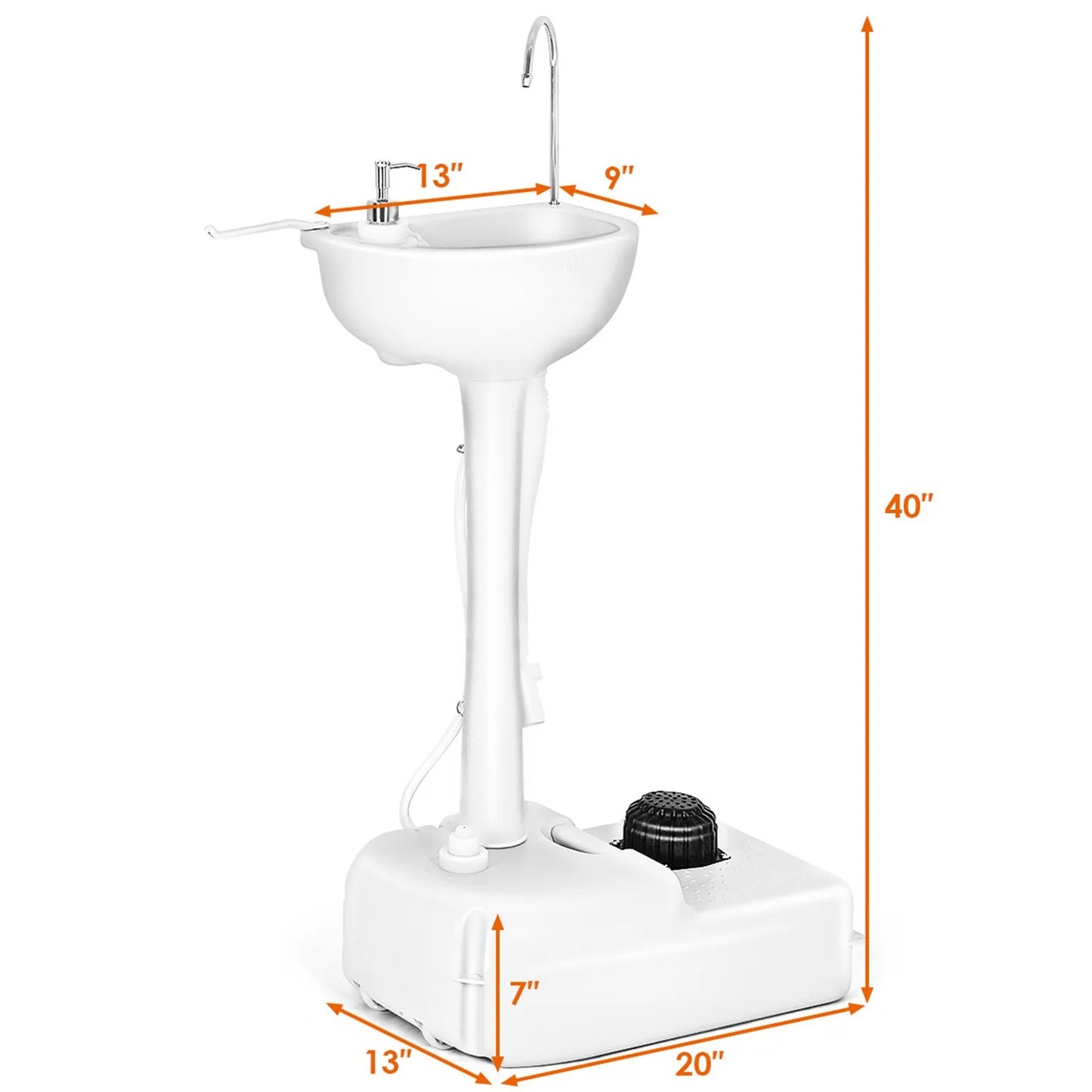 Unbrand Portable Camping Sink With Wheels And Foot Pump 9L