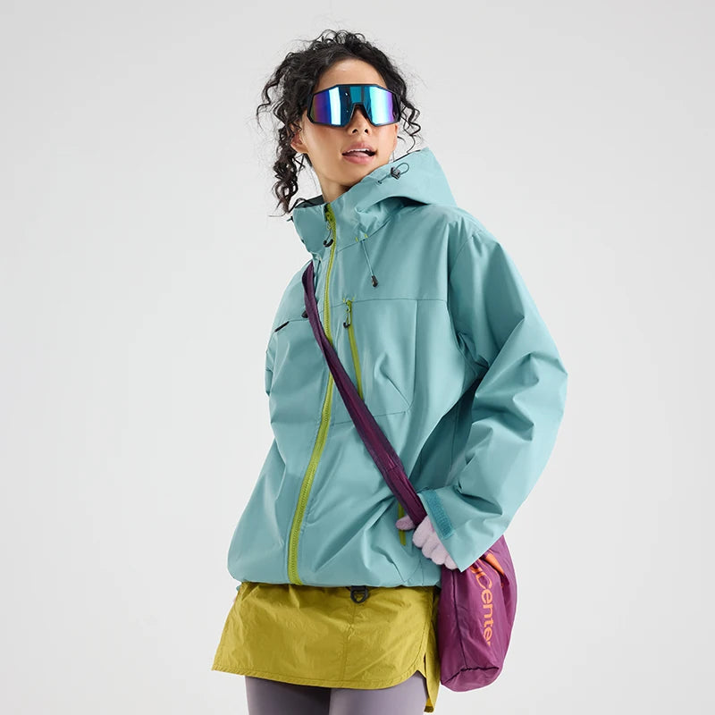 Unisex Waterproof Hiking Jacket Hooded Windbreaker Outdoor Activities