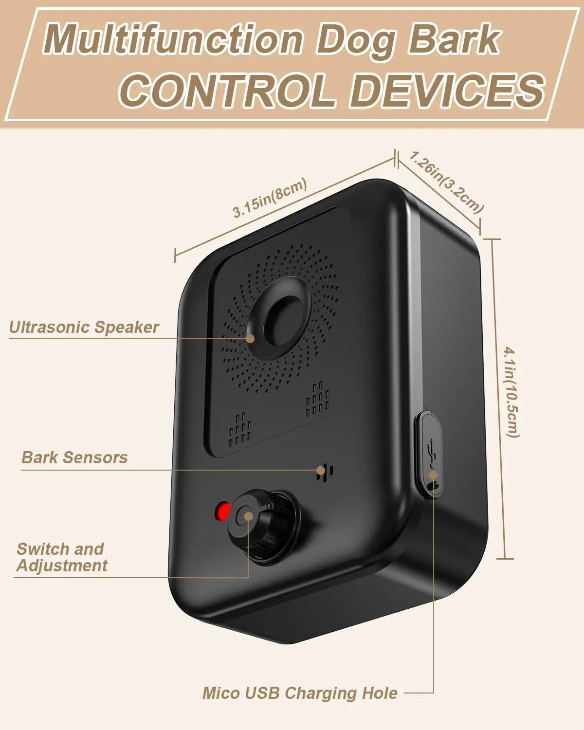 Petedu Rechargeable Ultrasonic Bark Deterrent For Indoor And Outdoor Dogs