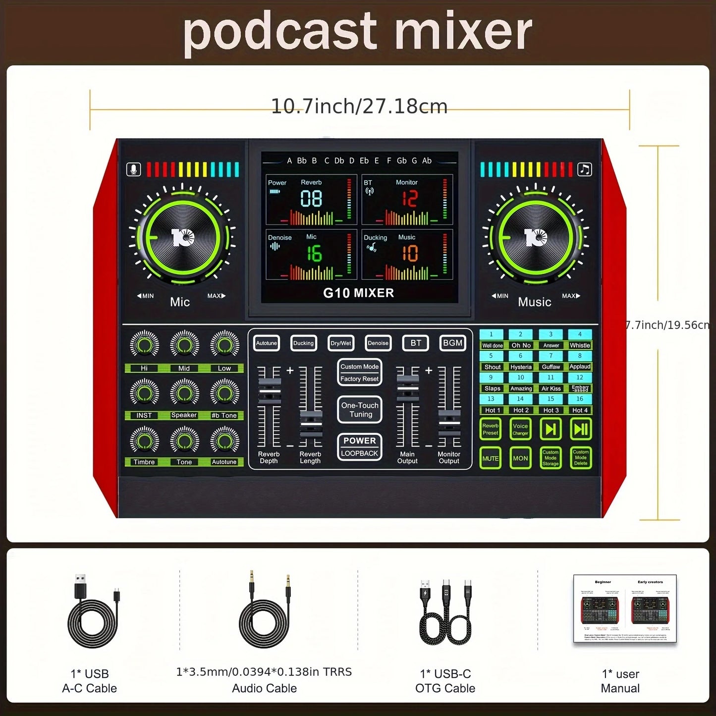Tenlamp G10 Live Sound Card and Audio Interface for Podcast