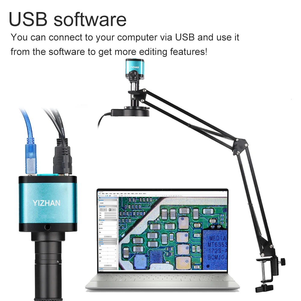 YIZHAN Soldering Microscope With 4K HDMI USB Camera 150x Magnification