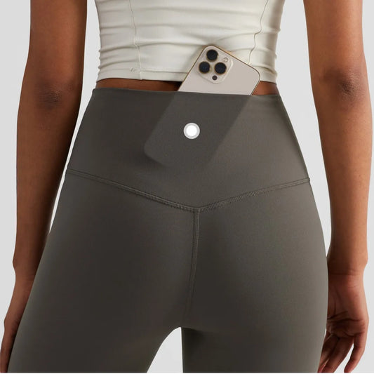 Women High Waist Yoga Leggings With Back Pocket Cropped Pants