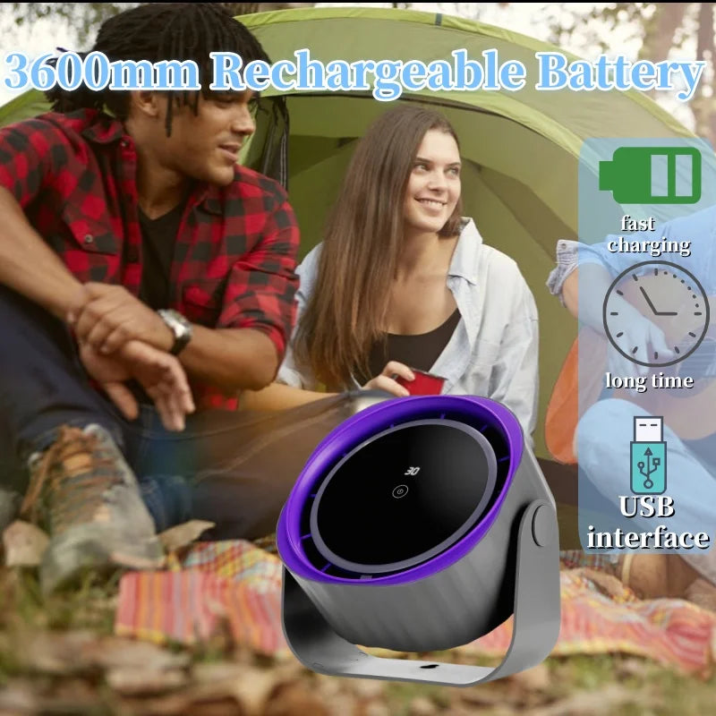 Haoyunma Portable Clip Desk Fan Touch Screen 360 Adjustable 3600mAh
