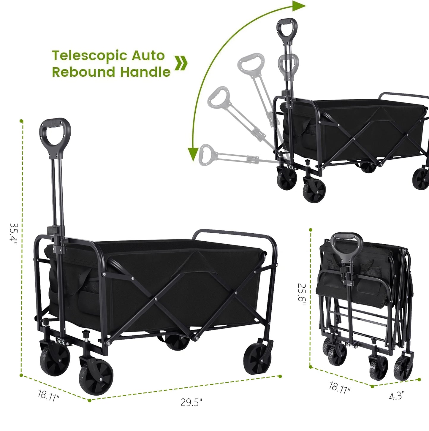 Heavy Duty Folding Wagon Cart With All Terrain Wheels