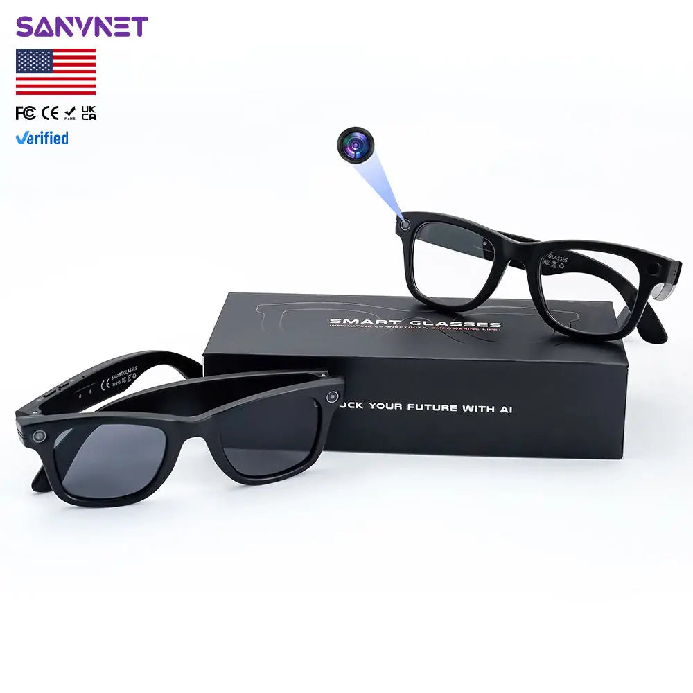 Smart Glasses With Dual Lenses 8MP 1080p Video AI Translation