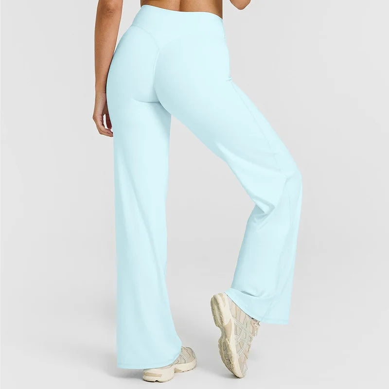 Women's Mid Waist Soft Butter Fabric Straight Leg Sport Trousers