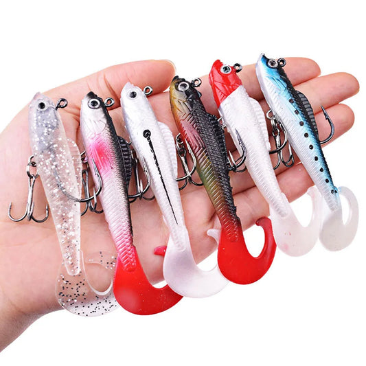 6Pcs Wobblers Soft Silicone Lures For Sea Bass Pike Carp