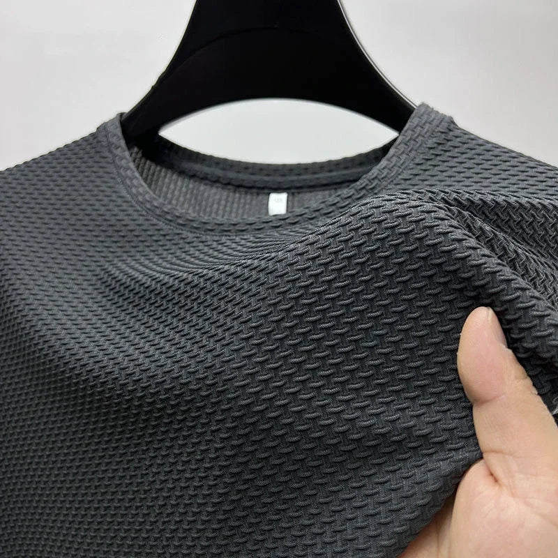 NONECN Summer Ice Silk Short Sleeve T Shirt For Men