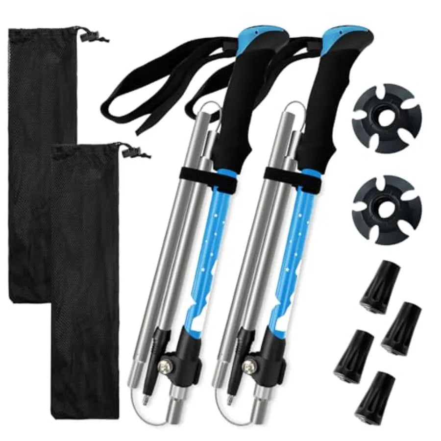 Collapsible Trekking Poles for Hiking Aluminum Adjustable Walking Sticks