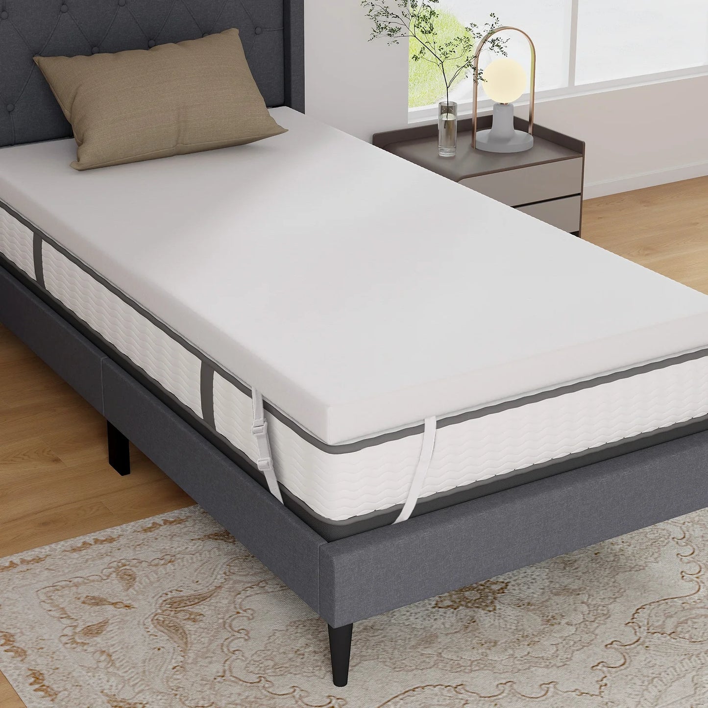 HOMASIS Gel Infused Memory Foam Mattress Topper With Removable Cover