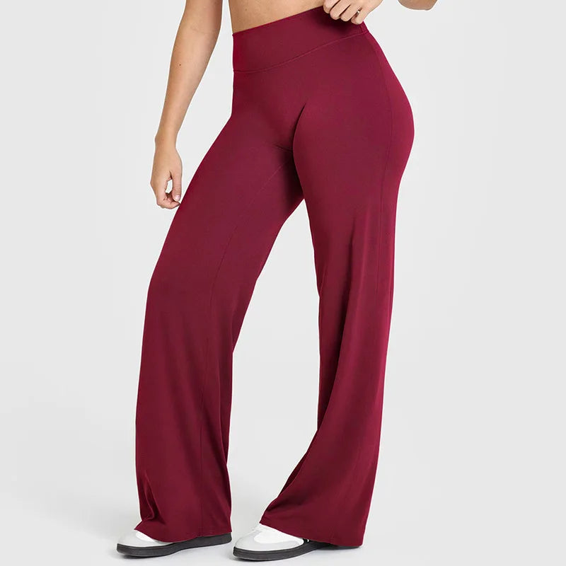 Women's Mid Waist Soft Butter Fabric Straight Leg Sport Trousers