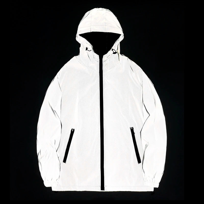 Neverfunction Night Reflective Hooded Windbreaker Jacket For Men