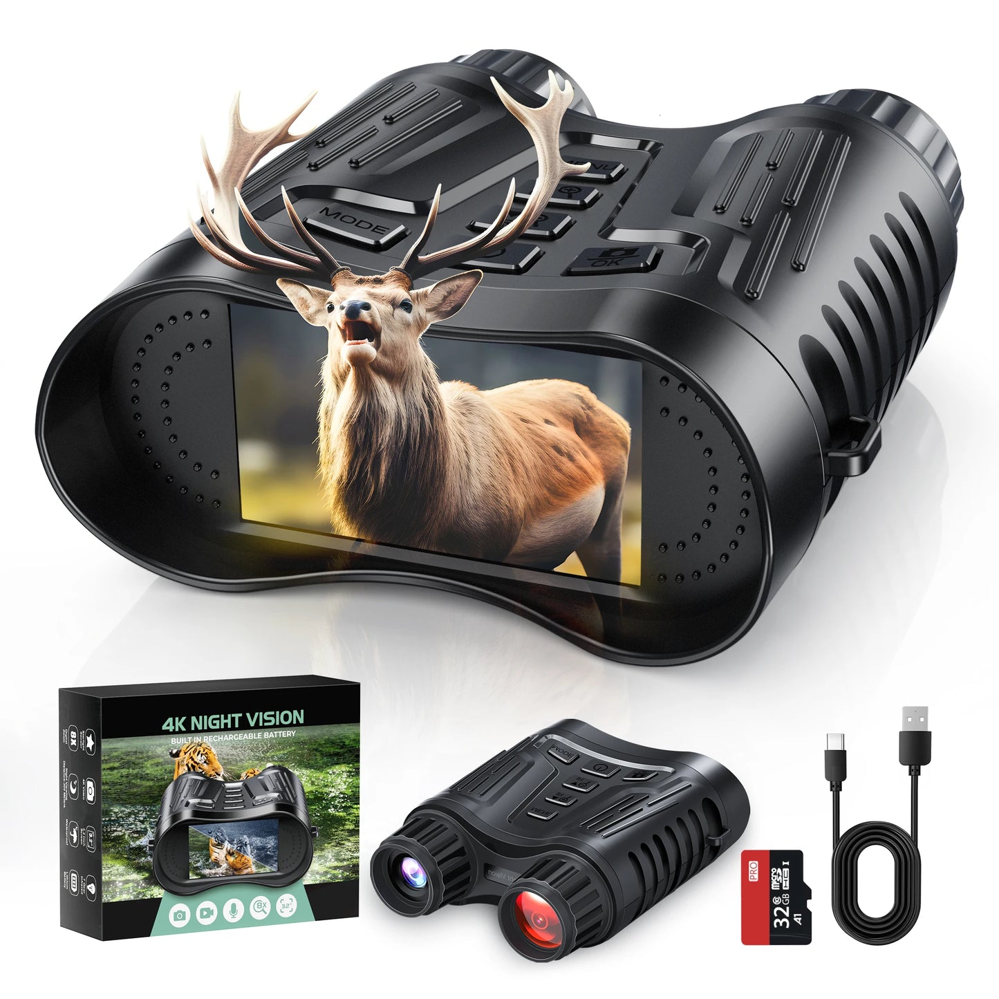 DIYIMINE Night Vision Binoculars 8X Digital Zoom With IR Recording