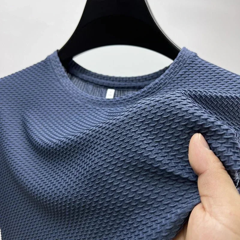 NONECN Summer Ice Silk Short Sleeve T Shirt For Men