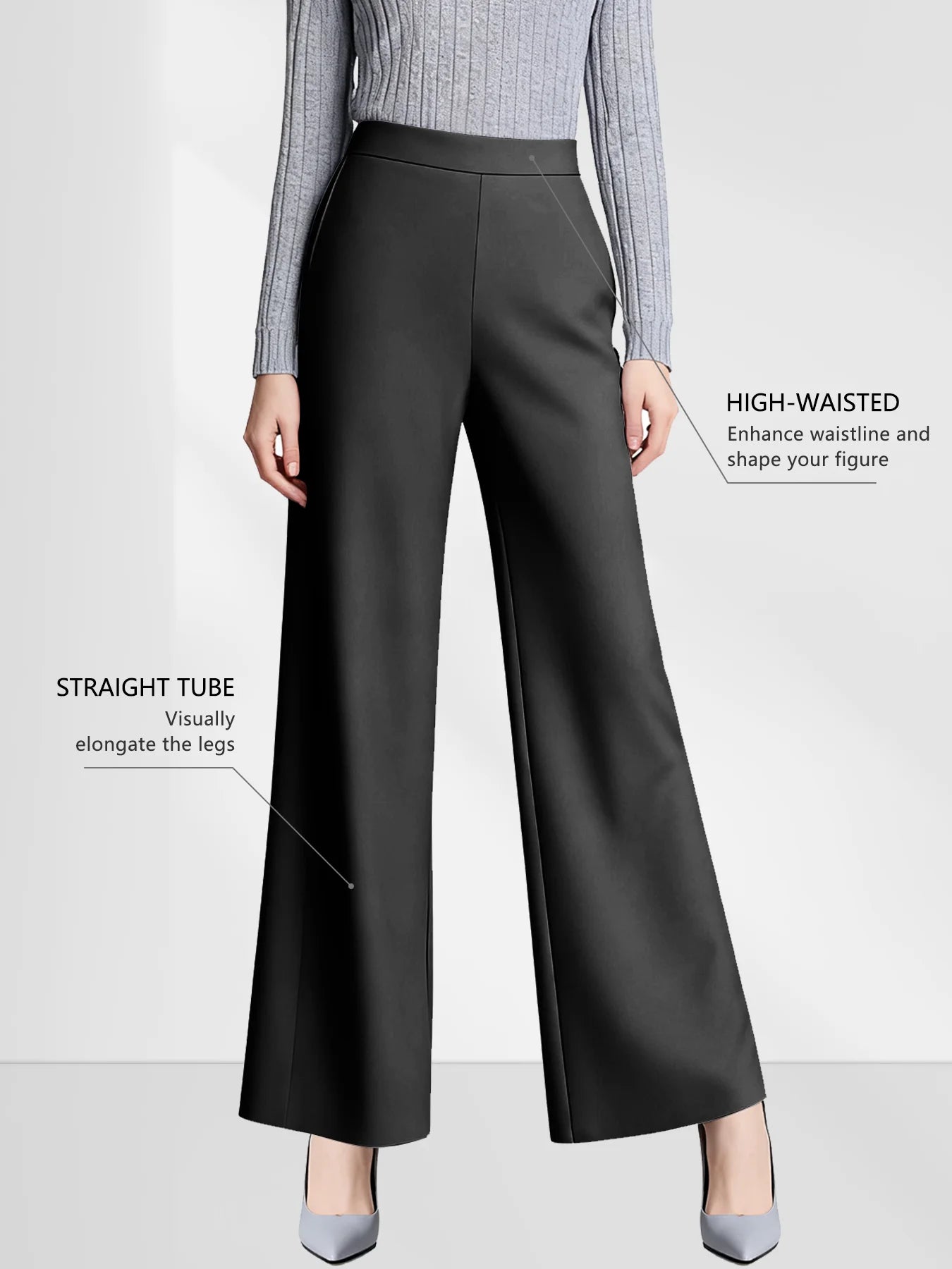 Four Season Wide Leg High Waist Elastic Pocket Casual Pants