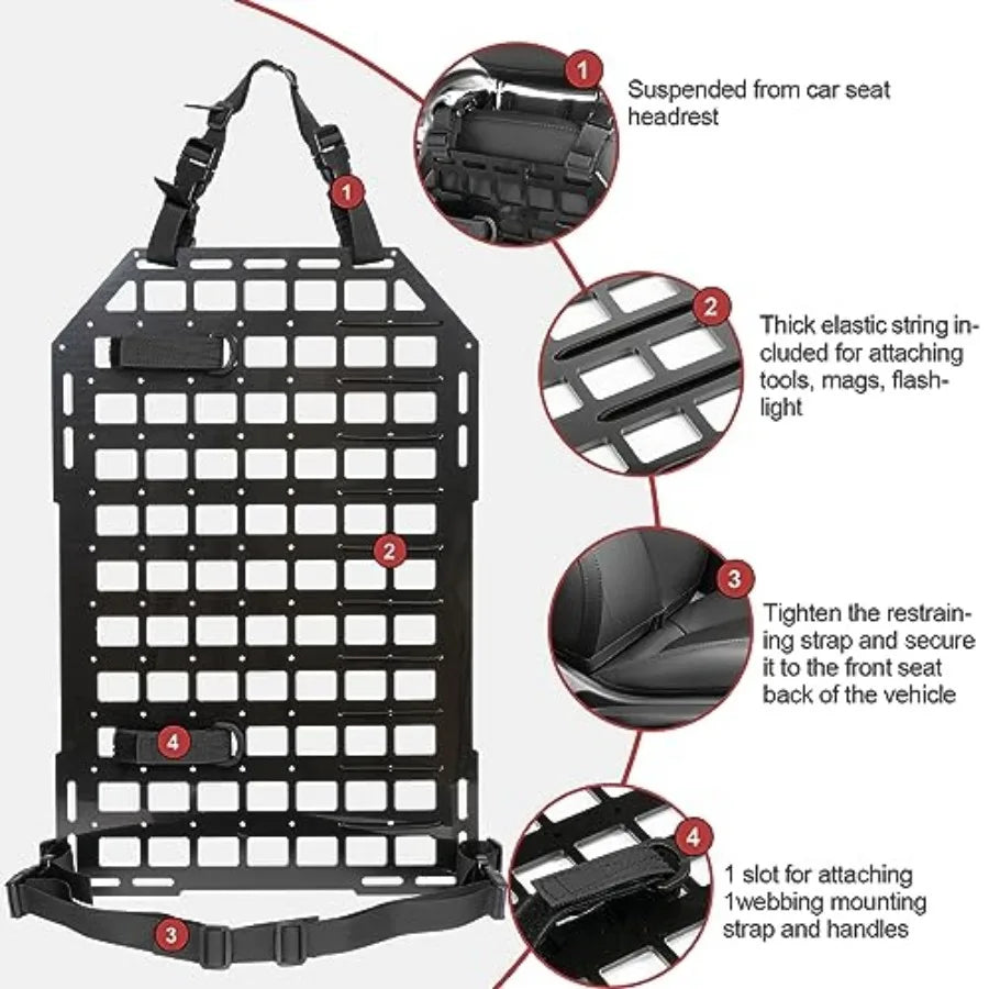 Rigid Molle Panels For Vehicles And Headrest Panel Organizer