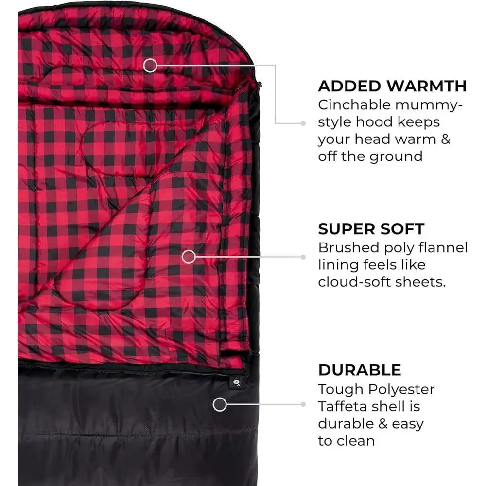 Cold Weather Sleeping Bag For Camping With Compression Sack