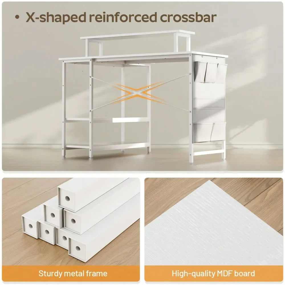 XMSJ L Shaped Computer Desk With Power Outlet And LED