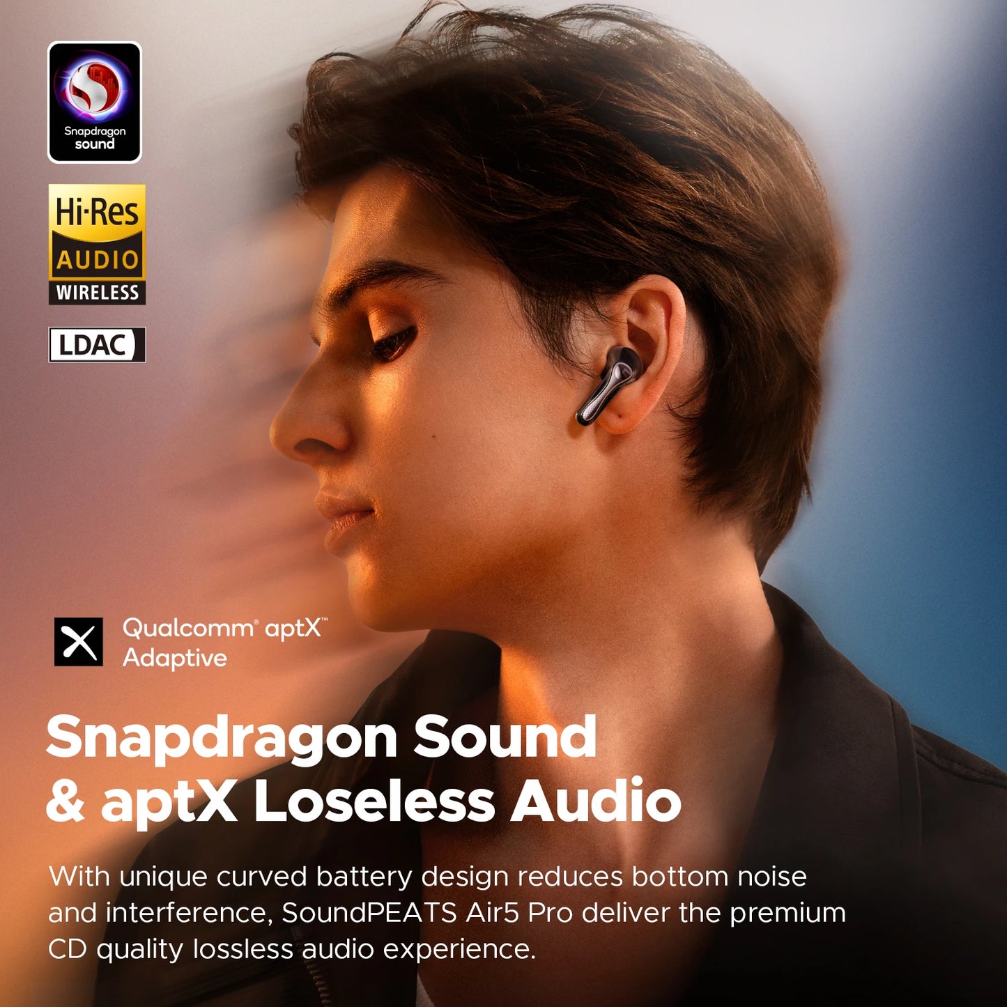 SoundPEATS Air5 Pro Bluetooth 5.4 Wireless Earbuds Adaptive Hybrid ANC