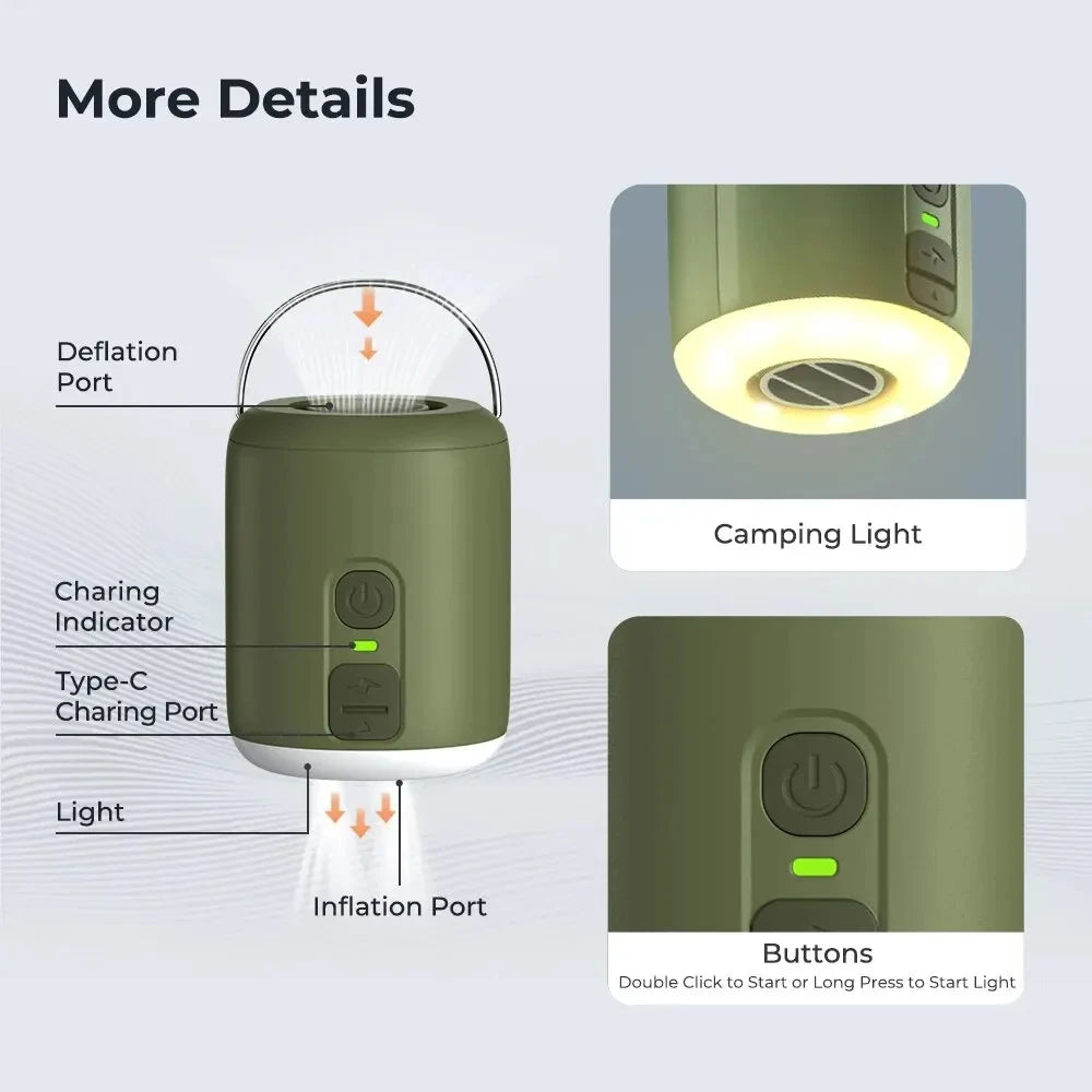 WESTTUNE Tiny Air Pump With Camping Lantern Magnetic Design