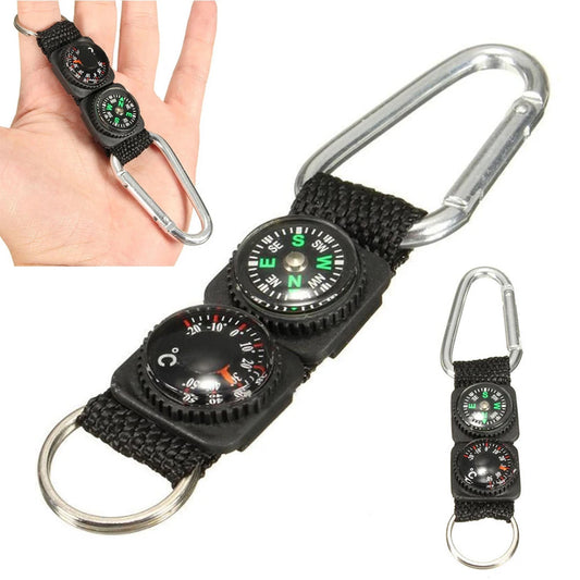 Universal Multifunction 3 In 1 Carabiner Keychain With Compass Thermometer