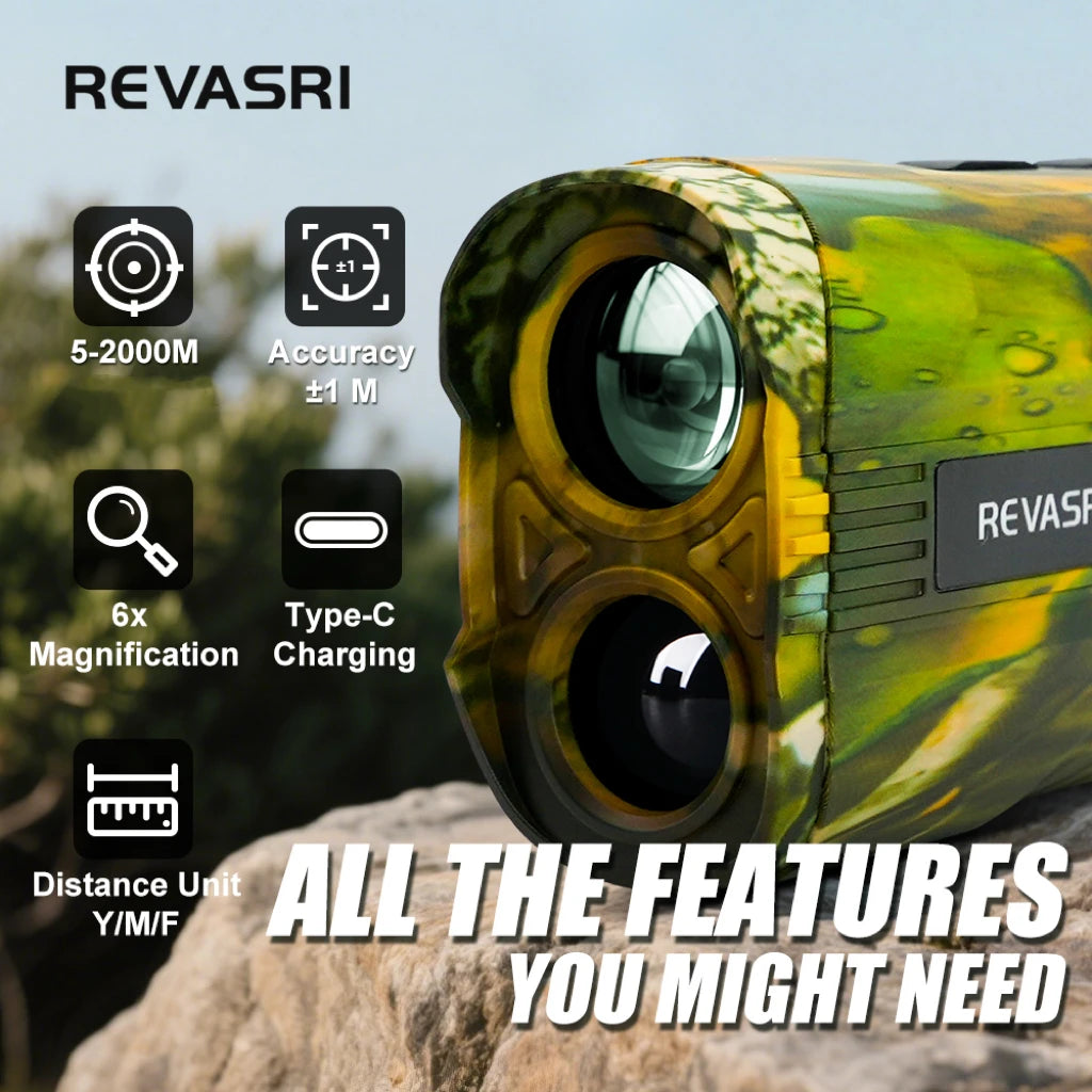REVASRI Hunting Rangefinder 2000M 3000M 6X Magnification Type C Charging