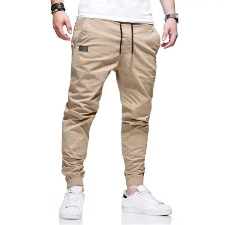 Mens Casual Jogger Pants Herringbone Cargo Style With Pockets