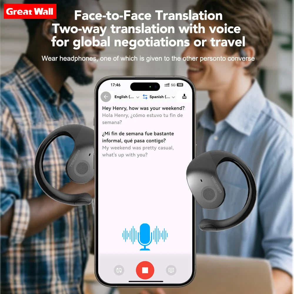GreatWall AI Real Time Translation Wireless Earphones