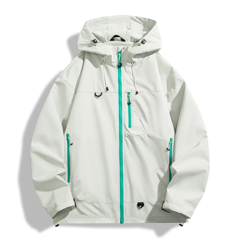 Unisex Waterproof Hiking Jacket Hooded Windbreaker Outdoor Activities