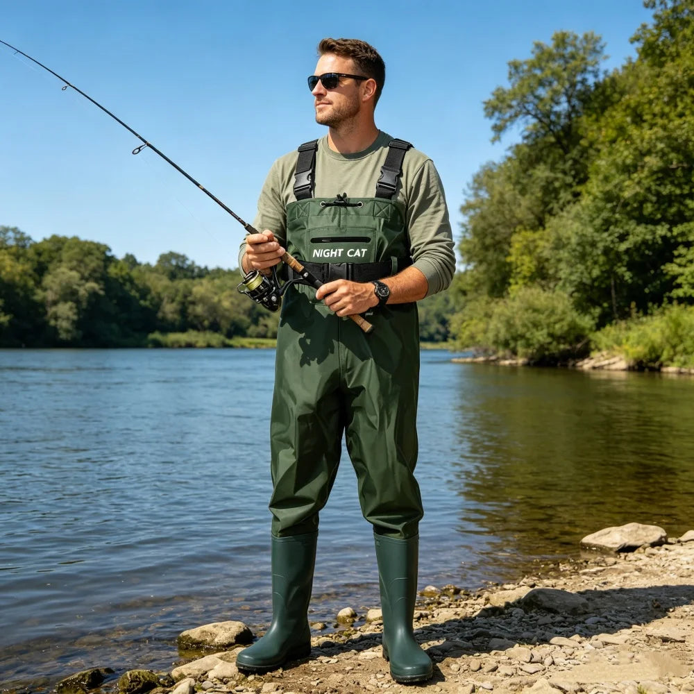 Night Cat Unisex Waterproof Chest Wader With Boots Belt Lightweight