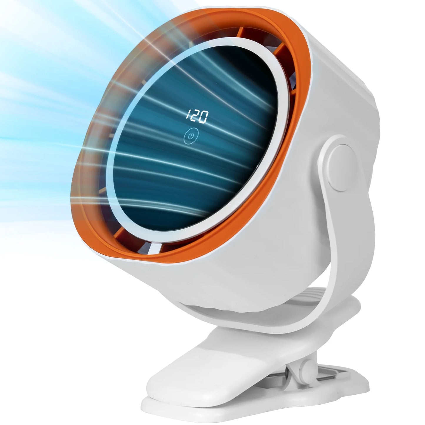 Haoyunma Portable Clip Desk Fan Touch Screen 360 Adjustable 3600mAh